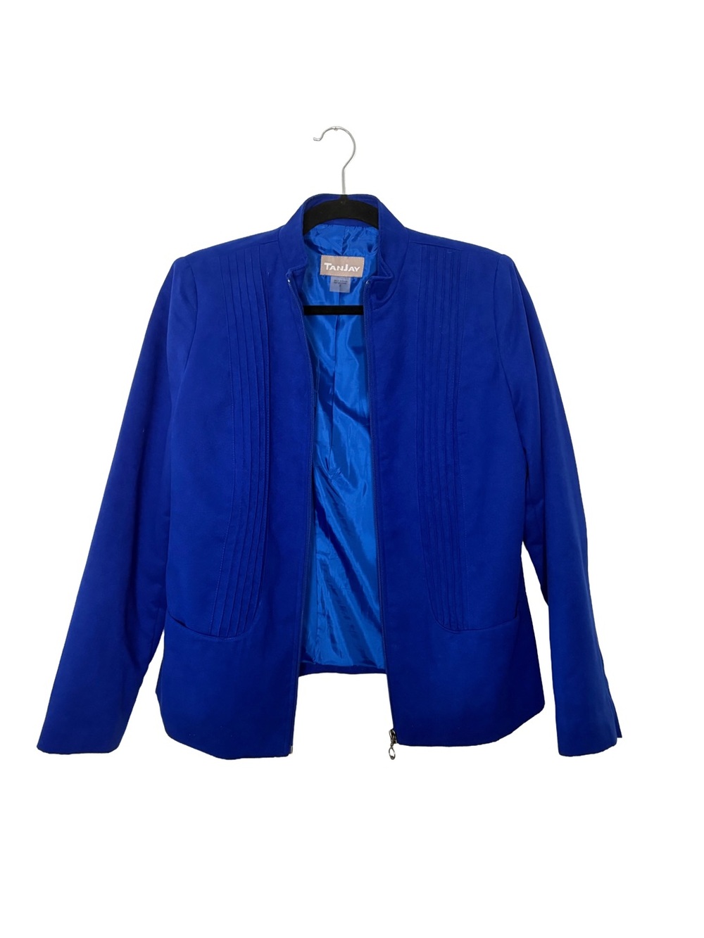 Vintage 90s Womens Cobalt Blue Zip-Front Jacket